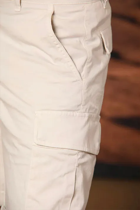 Slim Fit Stretch Men's Cotton Off-White Shorts