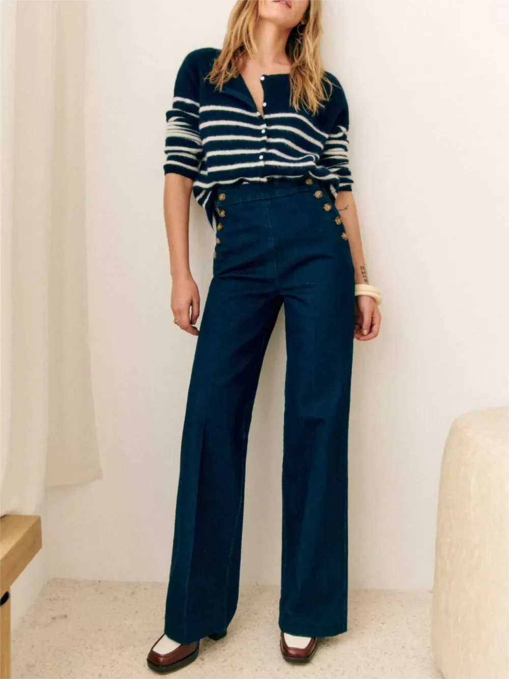 Double Button Placket Denim