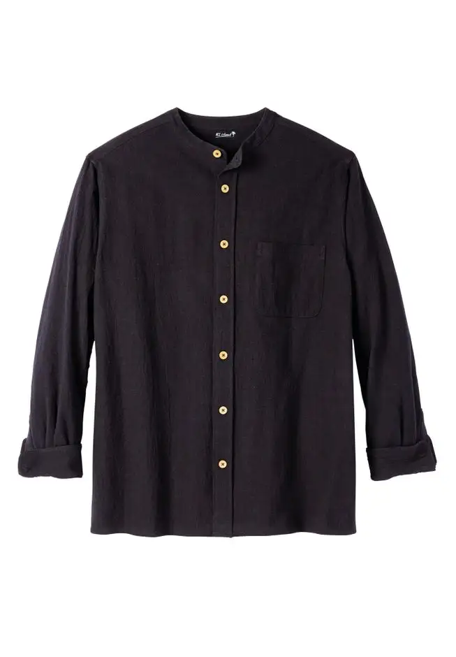 Gauze Mandarin Collar Shirt