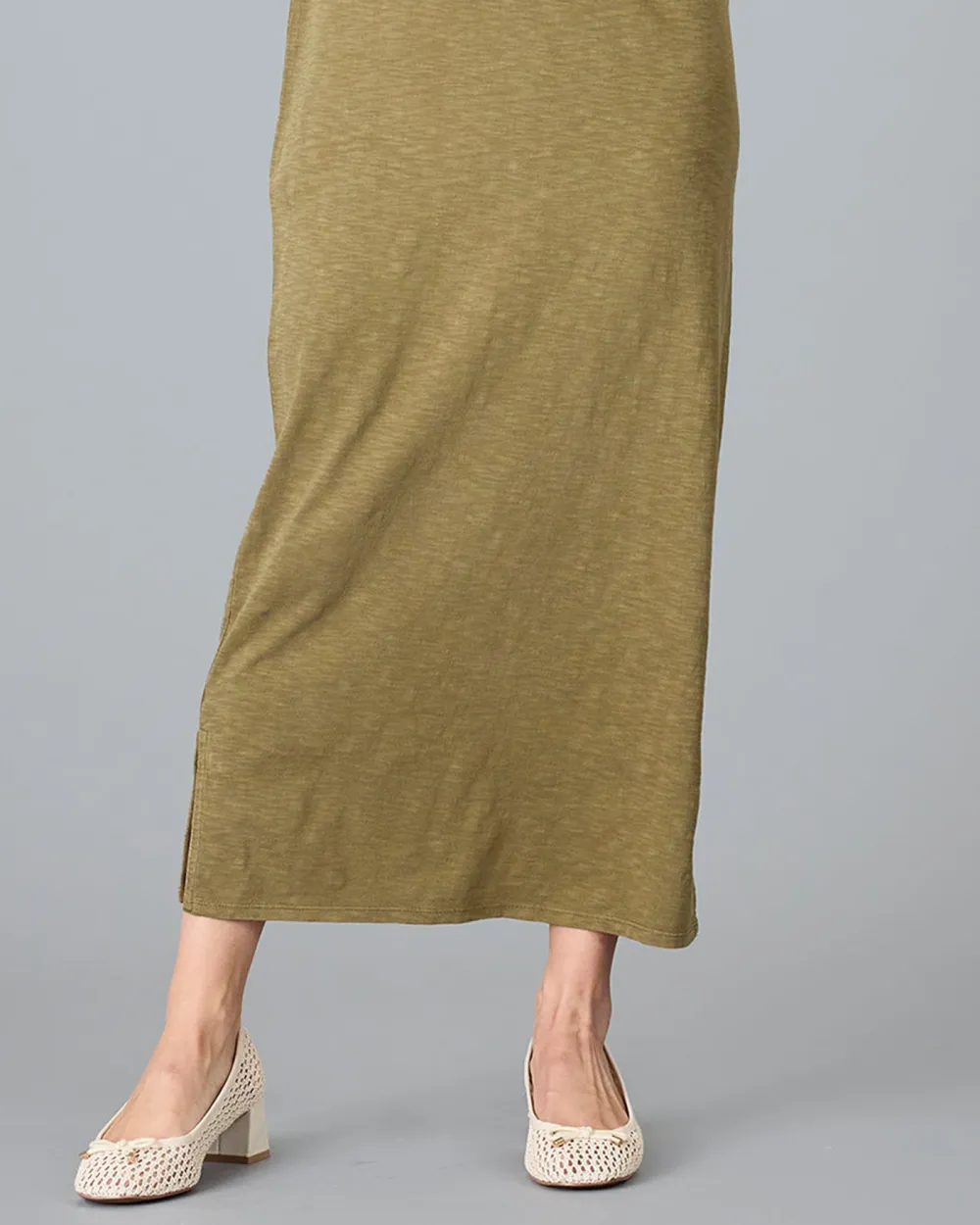 Burnt Olive Short Sleeve Maxi Dress